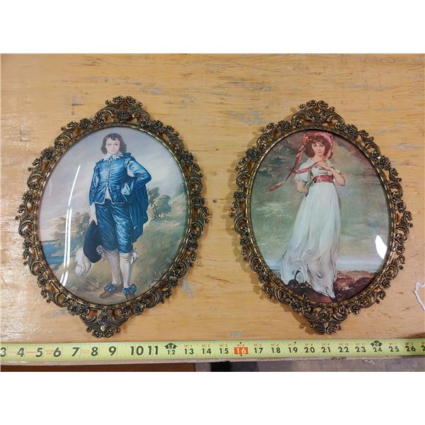 2 Antique Wall Hangings Blueboy and Lady