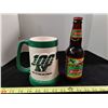 Image 1 : Roughriders 100 Year Beer Mug and Double Labeled Pilsner Bottle