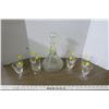 Image 1 : Cut Glass Wine Decanter & 8 Glasses