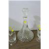Image 3 : Cut Glass Wine Decanter & 8 Glasses