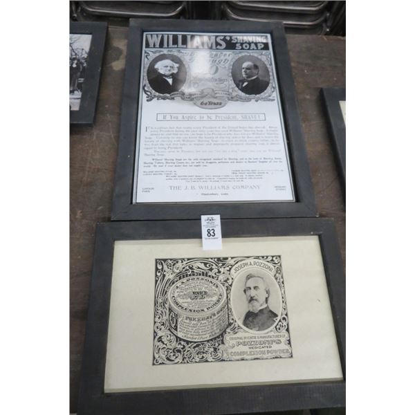 2-Old Framed Advertising Posters - 2 X $