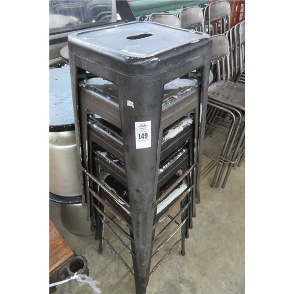 5-Black Metal Backless Bar Stools - 5 X $