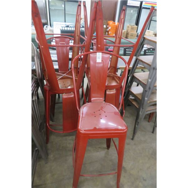 5-Red Metal Bar Stools - 5 X $