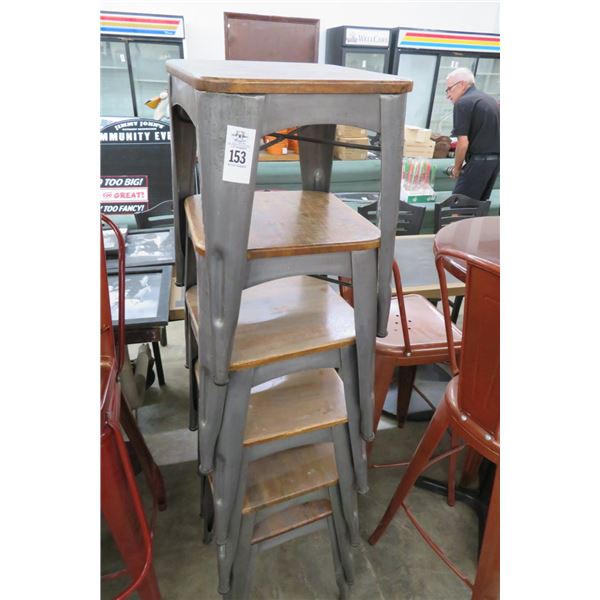 6-Metal/Wood Top Short Stools - 6 X $