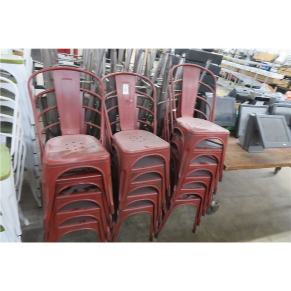 16-Red Metal Chair - 16 X $