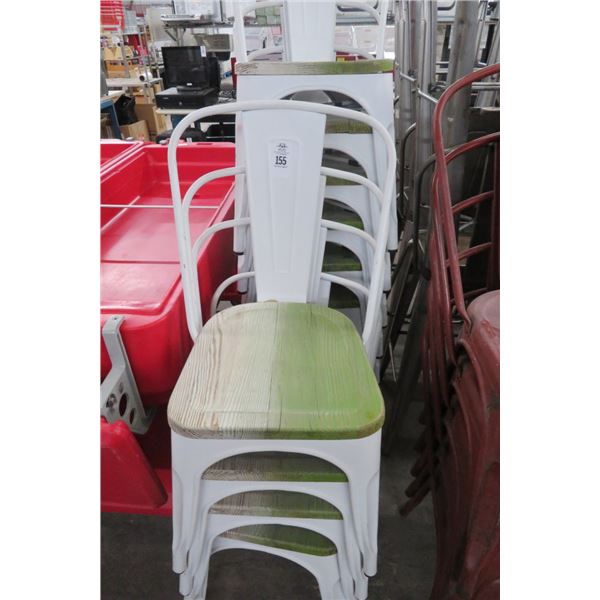 12-White Metal/Wood Seat Chairs - 12 X $