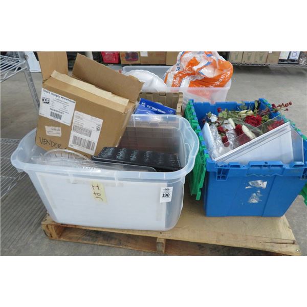 Bins/Totes (4) w/Trays, Utensils, Supplies