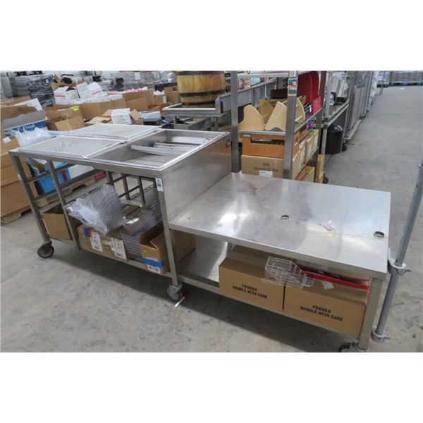 S/S 8' Rolling 2-Tier Glazing Table/Equipment Stand