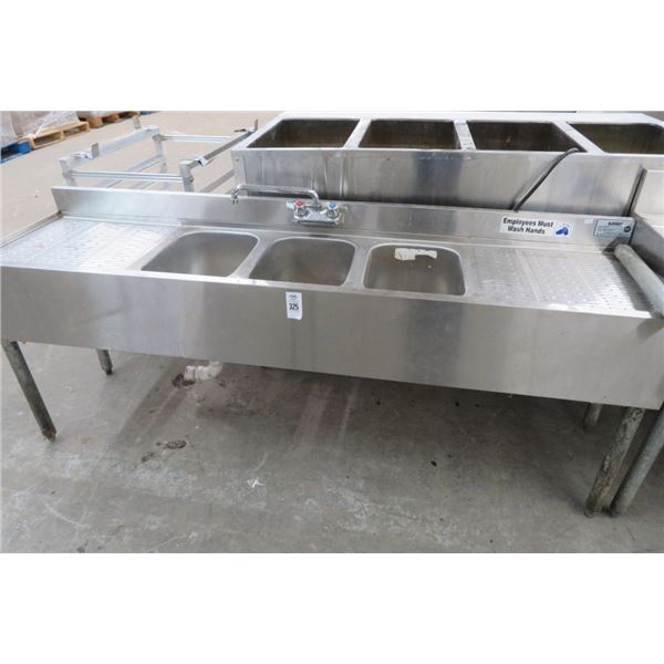 Krowne S/S 3-Comp 6' Bar Sink