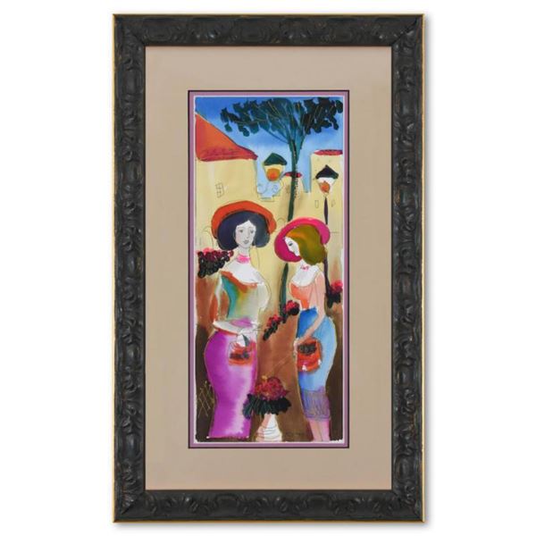 Moshe Leider, Framed Original Mixed Media Watercolor Painting, Hand Signed with Letter of Authentici