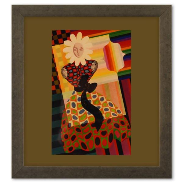 Victor Vasarely (1908-1997), "Fille - Fleur - 2 de la série Graphismes 2" Framed 1977 Heliogravure P