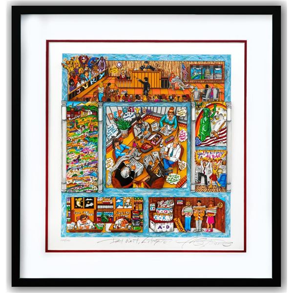 Charles Fazzino- 3D Construction Silkscreen Serigraph "Don't Wait, Litigate"