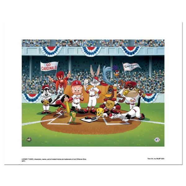 "Line Up At The Plate (Cardinals)" is a Limited Edition Giclee from Warner Brothers with Hologram Se