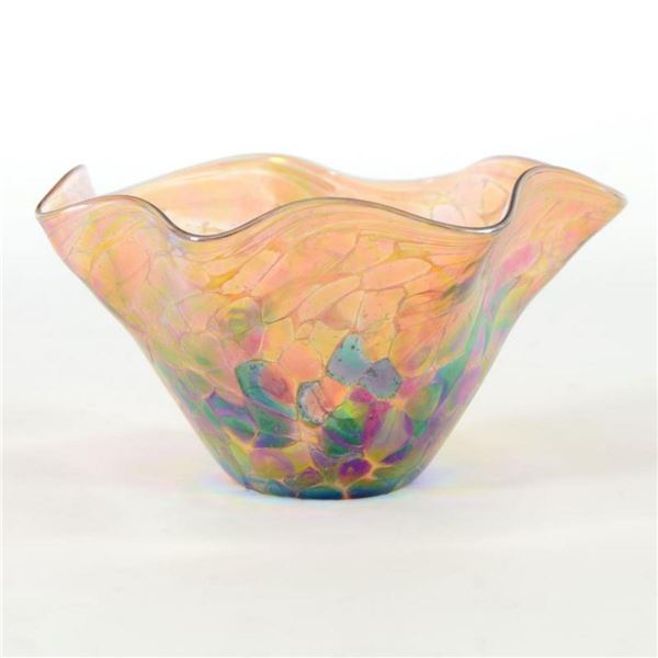 Glass Eye Studios, "Mini Wave Bowl (Island Mix)" Hand Blown Glass Sculpture (Second).