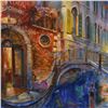 Image 2 : Vadik Suljakov, "Gondola at Twilight" Original Oil Painting on Canvas, Hand Signed with Letter of Au
