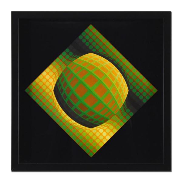 Victor Vasarely (1908-1997), "Vega-Zett-01 (1971)" Framed Heliogravure Print with Letter of Authenti