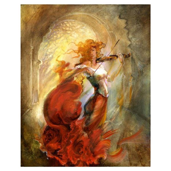 Lena Sotskova,  Firebird  Hand Signed, Artist Embellished Limited Edition Giclee on Canvas with COA.