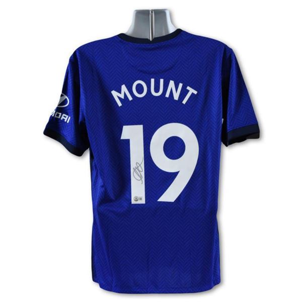 Chelsea F.C. Jersey (Home) Autographed by Professional Footballer, Mason Mount with Certificate of A
