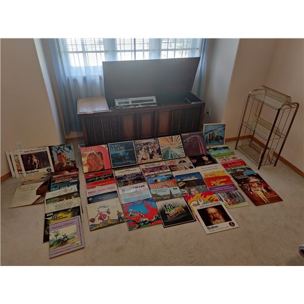 Philips Record Player (Model #R408) with Approximately 60 Records