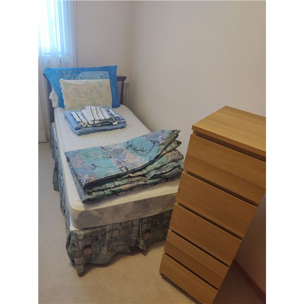 Five Drawer High Boy 48"h x 15.5"w x 19"d & Single Bed