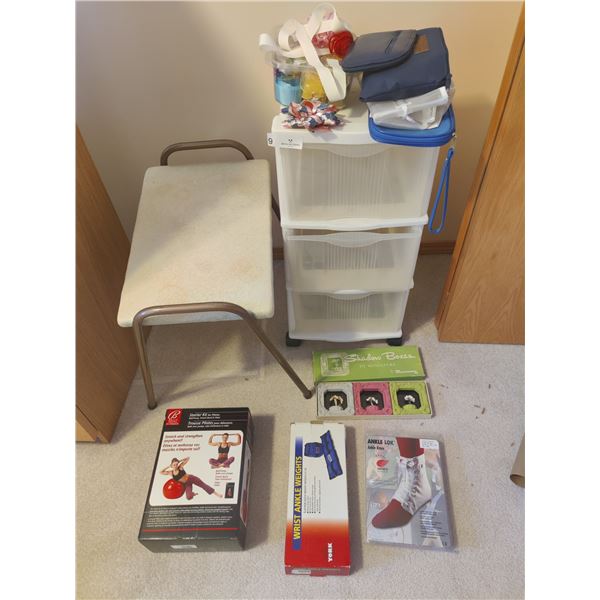 Pilates Starter Kit - Wrist Ankle Weight - Ankle Brace - Make-up Chair - Plastic Storage Drawers