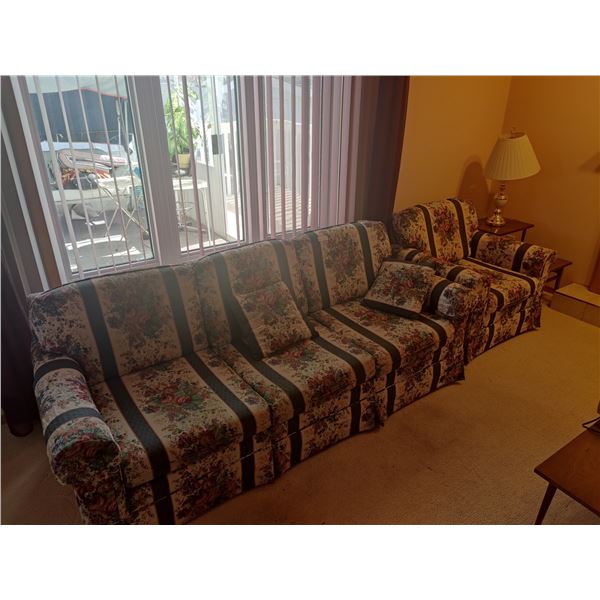 Matching Couch (84"w x 34"d) & Chair with Side Table & Lamp
