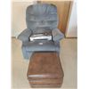 Image 1 : Blue Recliner with Ottoman & Magnasonic VHS/DVD Player Model#DVD825