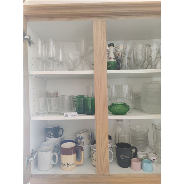 Assorted Glassware - Mugs - Cups - Champagne Flutes - Wine Glasses