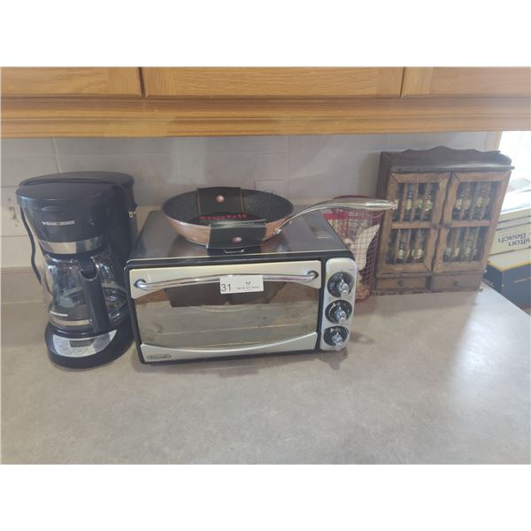 DeLonghi Toaster Oven - Starfrit Rock Frying Pan - Black & Decker Coffee Maker - Spice Rack