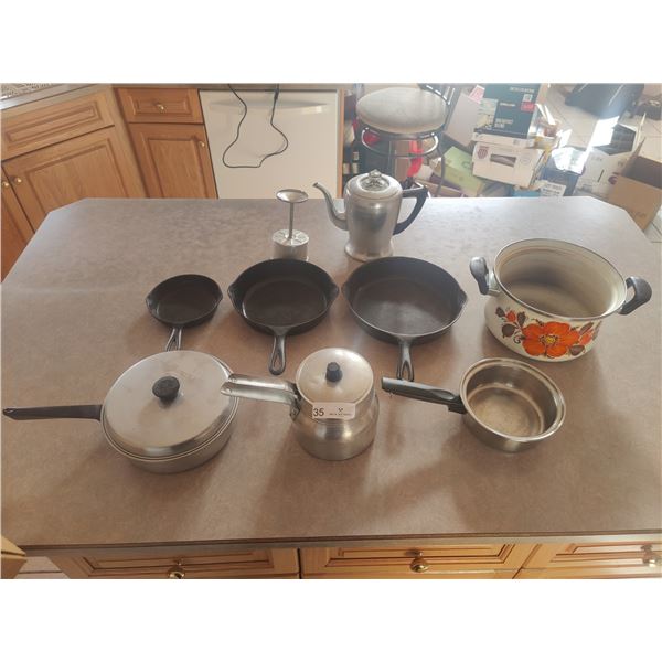 Saucepan, Double Boiler, Pots, Cast Iron Skillets & Coffee Percolator