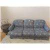 Image 1 : Blue Floral Couch 82"w x 35"d x 34"h with Round Side Table & Magazine Rack