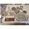Image 1 : Silver Plated Serving Platter, Napkin Rings, Goblets, Trays & Carving Set