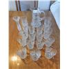 Image 1 : Crystal Water Pitcher with 17 Crystal Water Glasses & Crystal Vase