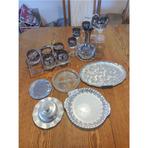 Wine Decanter with Spiral Wine Glass Holder & Glasses - Brandy Glasses - Platters (25thAnniversary)