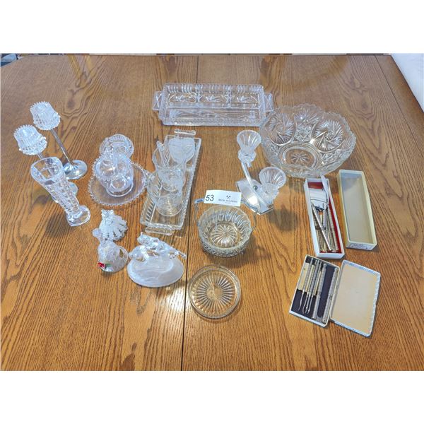 Crystal Bowl & Serving Dish - Candle Sticks - Glass Sugar Dish - Vase - Glass Horse Statue