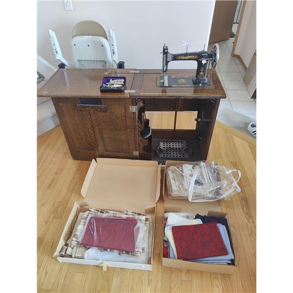 Raymond Sewing Machine by Manufacturing Company of Guelph, Ontario - With Fabric & Patterns