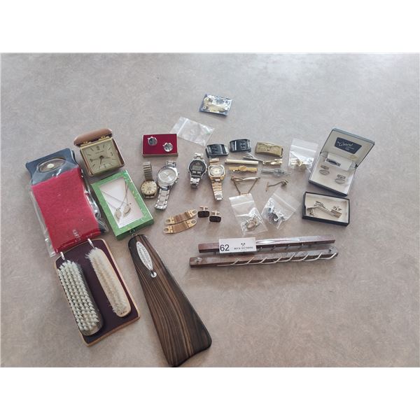 Vintage Seiko 5, Timex Ironman, Nouveao, Gruen Watches with Cufflinks, Tie Clips & Buckles