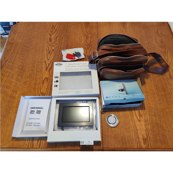 Canon Powershot SD600 Digital Camera with Camera Bag & Accessories, Optex 7" Digital Picture Frame