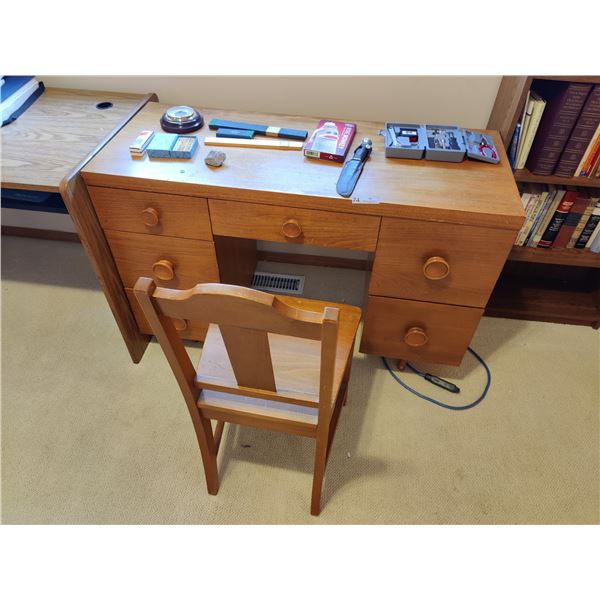 Office Desk with Wooden Chair - Ruler - Abacus - M. Hohner Harmonica - Europa Humidity Gauge