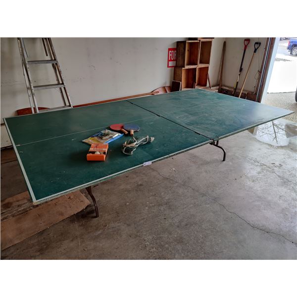 Fold-Up Gendron Ping Pong Table 109"w x 60"d x 29"h with Paddles, Ping Pong Balls, Table Tennis Net