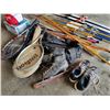 Image 3 : Sundins & Jarvinen Vintage Cross Country Skis with Poles - Curling Broom & Curling Shoes Size 10