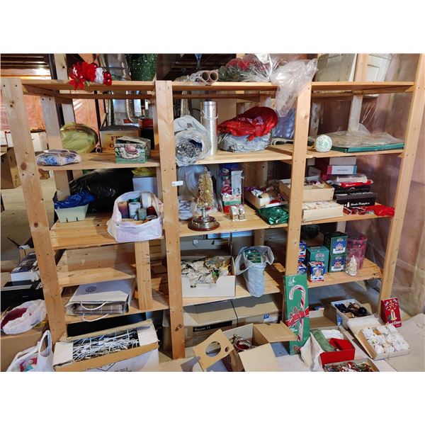 Large Variety of Christmas Decorations (All Contents in picture except shelves)