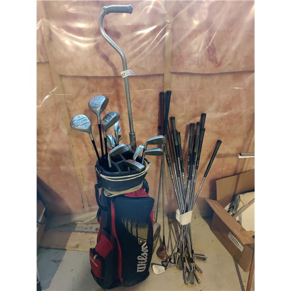 Wilson Golf Bag with Wheel Cart & KS100 - Spalding Golf Clubs