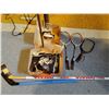 Image 2 : Bauer Hockey Skates (Brand New) with Hockey Sticks x2 - Goggles - Snow Pants - Hand Ball Racket