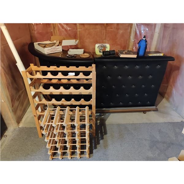 Wooden Wine Racks x2 - 24 bottle & 36 Bottle with Padded, Curved Bar