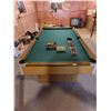 Image 1 : Pool Table (Make Unknown) Billiard Balls, Snooker Balls, Rack, Pool Cues x3 - Granny Stick - Chalk