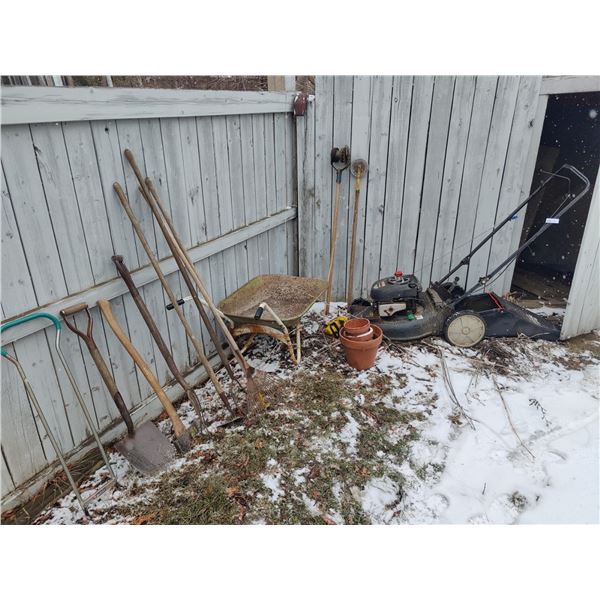 Craftsman Lawn Mower - Wheel Barrow - Vintage Gardening Tools