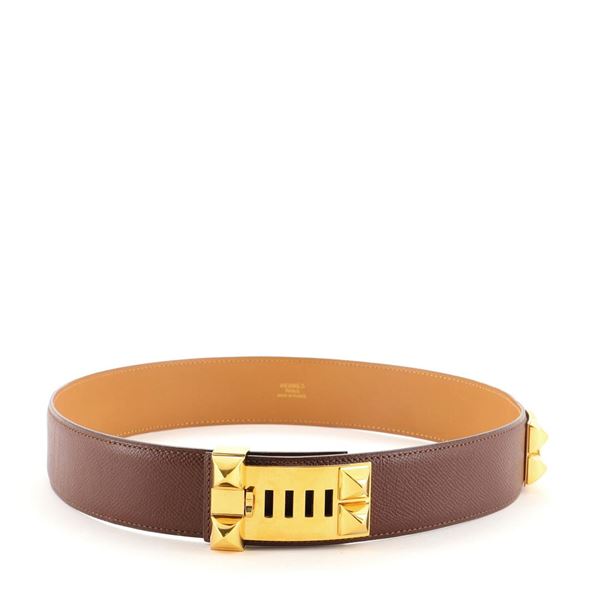 Hermes Collier de Chien Belt Leather Wide Brown