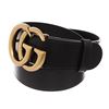 Image 5 : Gucci Black Leather Gold Wide Double GG Logo Belt 70