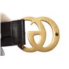 Image 8 : Gucci Black Leather Gold Wide Double GG Logo Belt 70